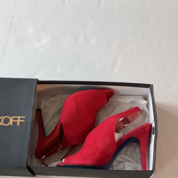 NWB Rebecca Minkoff Pricilla Red Suede heeled mule Size 9 - Picture 2 of 10